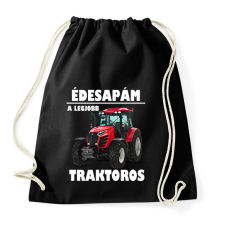 PRINTFASHION Édesapám a legjobb traktoros - Sportzsák, Tornazsák - Fekete tornazsák