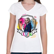 PRINTFASHION Edin firka - Női V-nyakú póló - Fehér női póló