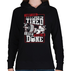 PRINTFASHION Edzés pihenés nélkül! - Női kapucnis pulóver - Fekete