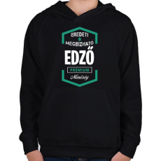 PRINTFASHION Edző prémium minőség - Gyerek kapucnis pulóver - Fekete