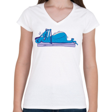 PRINTFASHION Egér edzés - Női V-nyakú póló - Fehér női póló