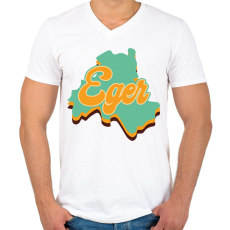 PRINTFASHION Eger - Férfi V-nyakú póló - Fehér