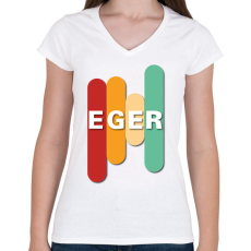 PRINTFASHION Eger - Színes - Női V-nyakú póló - Fehér