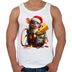 PRINTFASHION Egér zsebben - vicces karácsonyi kisegér mikulás sapkában - Férfi atléta - Fehér