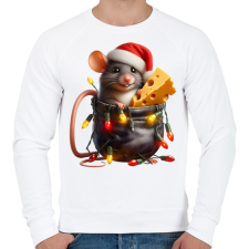 PRINTFASHION Egér zsebben - vicces karácsonyi kisegér mikulás sapkában - Férfi pulóver - Fehér férfi pulóver, kardigán