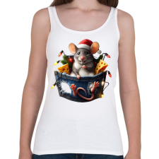 PRINTFASHION Egér zsebben - vicces karácsonyi kisegér mikulás sapkában - Női atléta - Fehér női trikó