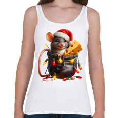 PRINTFASHION Egér zsebben - vicces karácsonyi kisegér mikulás sapkában - Női atléta - Fehér