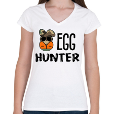 PRINTFASHION Egg hunter - Női V-nyakú póló - Fehér női póló