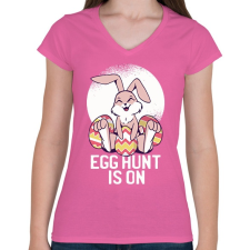 PRINTFASHION Egghunter - Női V-nyakú póló - Rózsaszín női póló