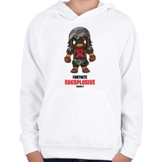 PRINTFASHION Eggsplosive - Fortnite Season 6 - Gyerek kapucnis pulóver - Fehér