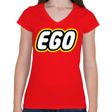 PRINTFASHION Ego - Női V-nyakú póló - Piros női póló