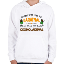 PRINTFASHION Egy barát csokoládéval - Gyerek kapucnis pulóver - Fehér gyerek pulóver, kardigán