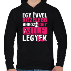PRINTFASHION Egy évvel közelebb - Férfi kapucnis pulóver - Fekete