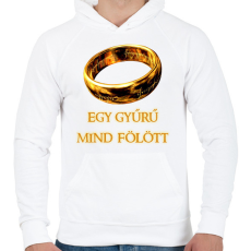 PRINTFASHION egy gyűrű mind fölött - Férfi kapucnis pulóver - Fehér