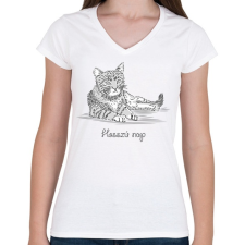 PRINTFASHION Egy hosszú nap - Női V-nyakú póló - Fehér női póló