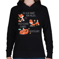 PRINTFASHION Egy igazi barát - Női kapucnis pulóver - Fekete női pulóver, kardigán