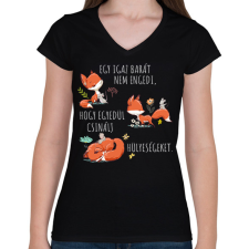 PRINTFASHION Egy igazi barát - Női V-nyakú póló - Fekete női póló