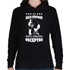 PRINTFASHION Egy igazi férfinak - Női kapucnis pulóver - Fekete