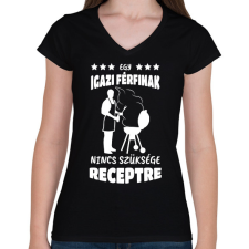 PRINTFASHION Egy igazi férfinak - Női V-nyakú póló - Fekete női póló