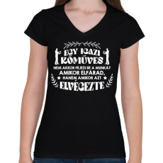 PRINTFASHION Egy igazi kőműves - Női V-nyakú póló - Fekete