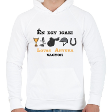 PRINTFASHION Egy igazi lovas anyuka - Férfi kapucnis pulóver - Fehér