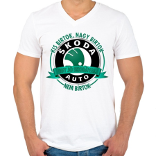PRINTFASHION Egy jó Skoda-val nem bírtok - Férfi V-nyakú póló - Fehér férfi póló