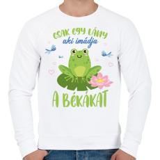 PRINTFASHION Egy lány - Béka - Férfi pulóver - Fehér