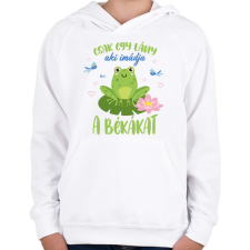 PRINTFASHION Egy lány - Béka - Gyerek kapucnis pulóver - Fehér gyerek pulóver, kardigán