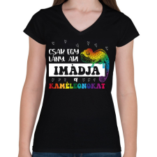 PRINTFASHION Egy lány - Kaméleon - Női V-nyakú póló - Fekete női póló