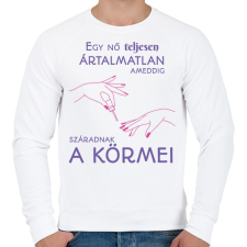 PRINTFASHION Egy nő teljesen ártalmatlan ameddig... - Férfi pulóver - Fehér férfi pulóver, kardigán