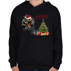 PRINTFASHION Egy Raptor Karácsonya - Gyerek kapucnis pulóver - Fekete