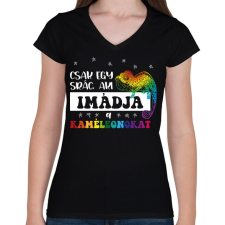 PRINTFASHION Egy srác - Kaméleon - Női V-nyakú póló - Fekete női póló