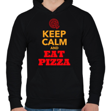 PRINTFASHION Egyél pizzát - Férfi kapucnis pulóver - Fekete férfi pulóver, kardigán