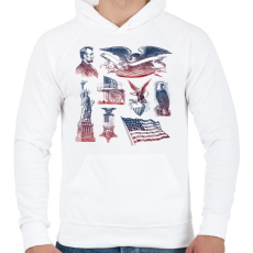 PRINTFASHION Egyesült Államok kopasz sas szimbóluma - Férfi kapucnis pulóver - Fehér