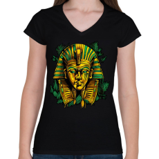 PRINTFASHION Egyiptomi fáraó - Női V-nyakú póló - Fekete