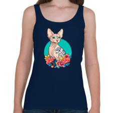 PRINTFASHION Egyiptomi macska - Női atléta - Sötétkék női trikó