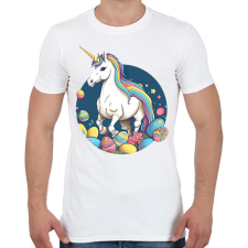 PRINTFASHION Egyszarvú húsvéti tojásokkal - Férfi póló - Fehér férfi pulóver, kardigán