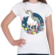 PRINTFASHION Egyszarvú húsvéti tojásokkal - Női póló - Fehér női póló