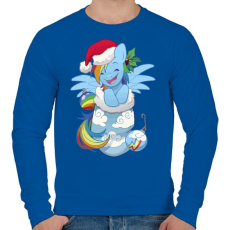 PRINTFASHION Egyszarvú karácsony - Férfi pulóver - Királykék