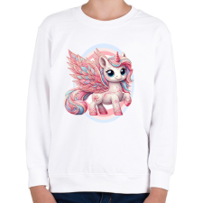 PRINTFASHION Egyszarvú kislány - Gyerek pulóver - Fehér gyerek pulóver, kardigán