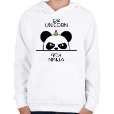 PRINTFASHION Egyszarvú ninja - Gyerek kapucnis pulóver - Fehér gyerek pulóver, kardigán
