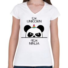 PRINTFASHION Egyszarvú ninja - Női V-nyakú póló - Fehér női póló