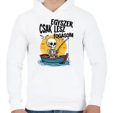 PRINTFASHION Egyszer csak lesz fogásom - Férfi kapucnis pulóver - Fehér