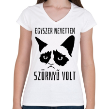 PRINTFASHION Egyszer nevettem, szörnyű volt - Női V-nyakú póló - Fehér női póló