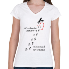 PRINTFASHION Együtt A Kisállatokért Alapítvány - Női V-nyakú póló - Fehér