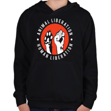 PRINTFASHION Együtt az állatokért!  - Gyerek kapucnis pulóver - Fekete
