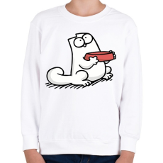 PRINTFASHION Éhes cica - Gyerek pulóver - Fehér