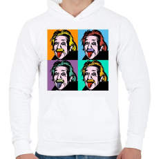 PRINTFASHION Einstein - Férfi kapucnis pulóver - Fehér