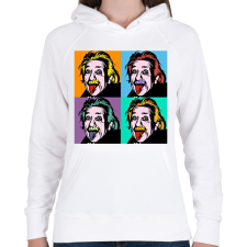 PRINTFASHION Einstein - Női kapucnis pulóver - Fehér női pulóver, kardigán