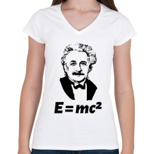 PRINTFASHION Einstein  - Női V-nyakú póló - Fehér női póló